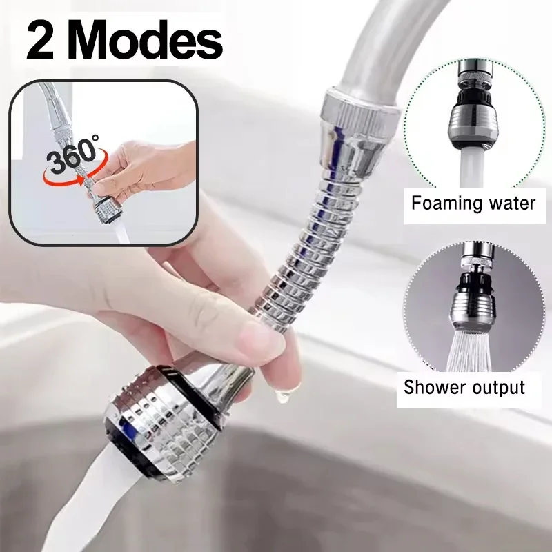 Kitchen Stainless Steel Faucet Sprinkler Water-saving Device Lengthening Rotating Splash Proof Sprinkler Spray Extender Bubbler