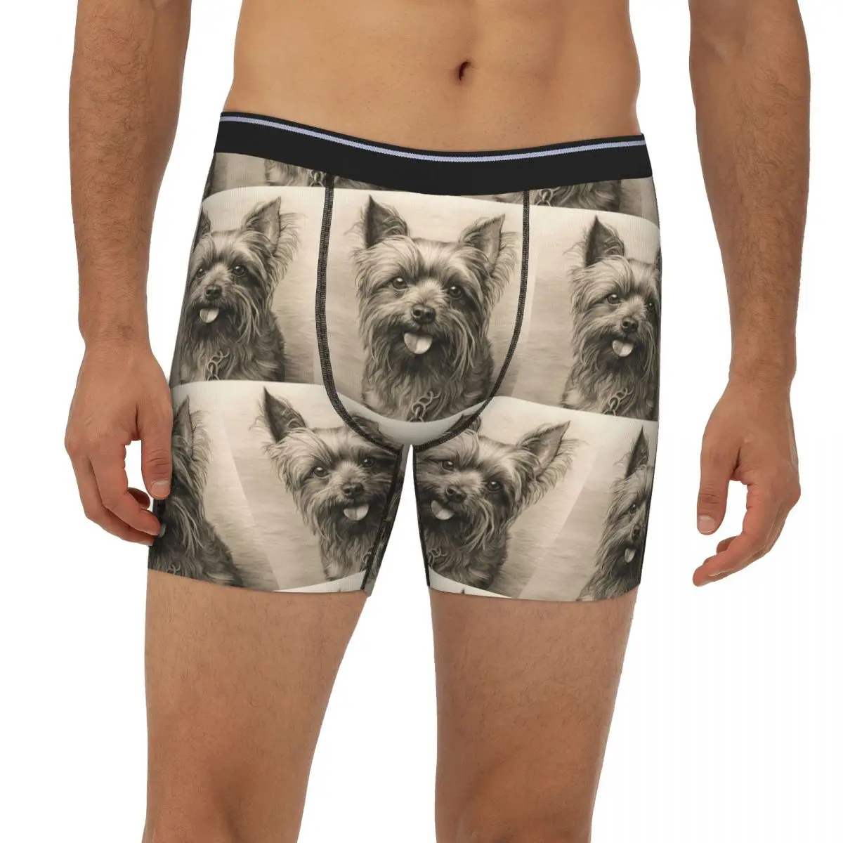 

Очаровательные длинные трусы-боксеры с собакой йоркширского терьера, короткие мужские трусы, мягкое нижнее белье для мужчин, подарки бойфренду