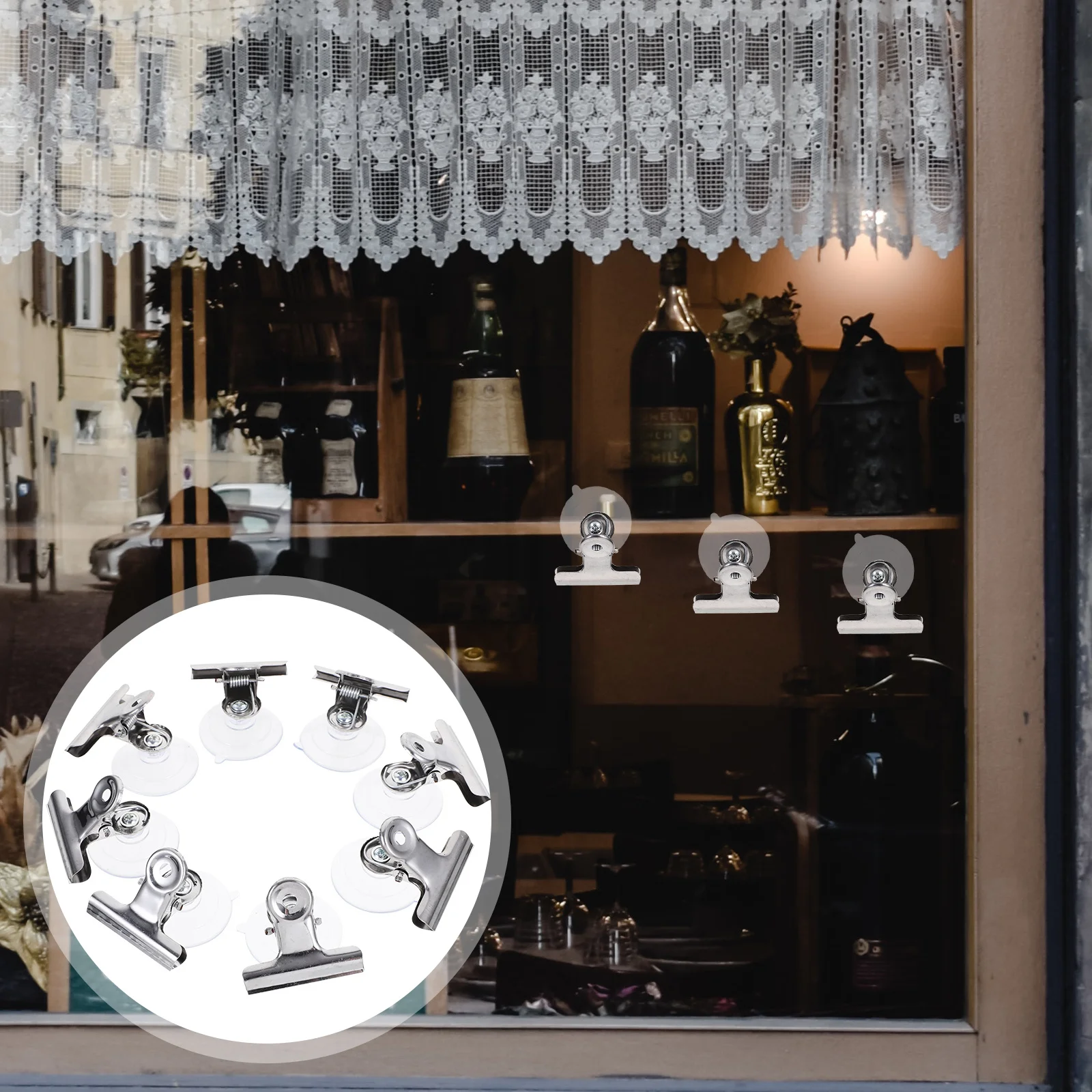 

8Pcs Suction Cup with Clip Zinc Plated Steel Hook No Drill Mounting for Glass Tile Fiberglass Decoration Clamp