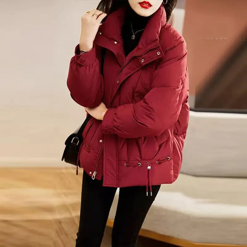 Down Cotton Woman Clothes Popular Winter Parkas Large Size Harajuku Stand Collar Hooded Keep Warm Zipper Office Lady Down Jacket