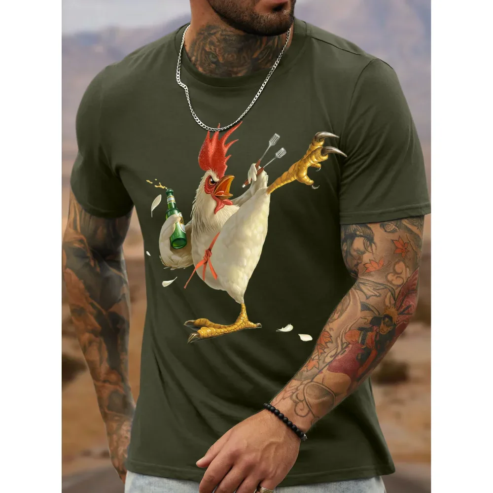 Summer Cockfighting Graphic T Shirts For Men Streetwear Casual O-Neck Short Sleeve Tees Shirt Breathable Tops Oversized T-shirt