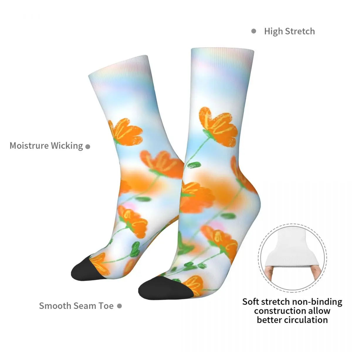 No Rain No Flowers Socks Harajuku Super Soft Stockings All Season Long Socks Accessories for Unisex Christmas Gifts