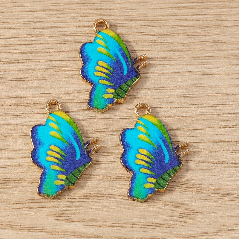 10 Stück Niedliche Tieranhänger Bunte Emaille Fliegende Schmetterlinge Anhänger für Schmuckherstellung Halsketten Ohrringe DIY Bastelzubehör – Detail 3