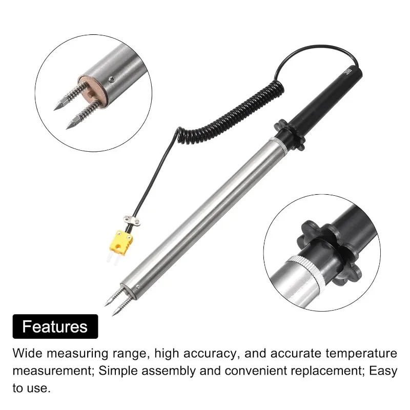 Surface Thermocouple Probe K Type Yellow Coiled Wire 0 to 1000C for Metal Surface Temperature Measurement