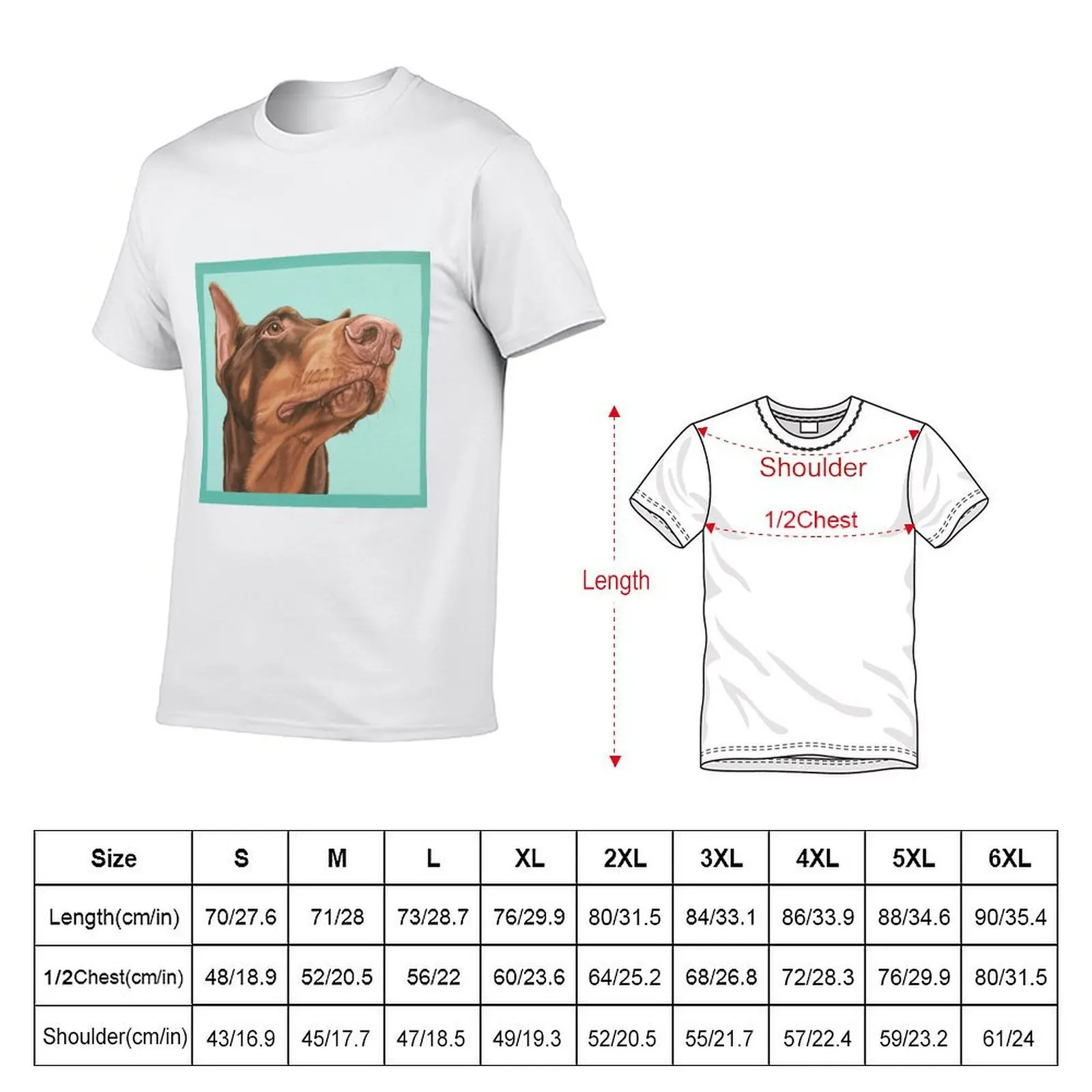 Regal and Majestic Red Doberman Pincher Painting, Dobie Dog Portrait T-Shirt
