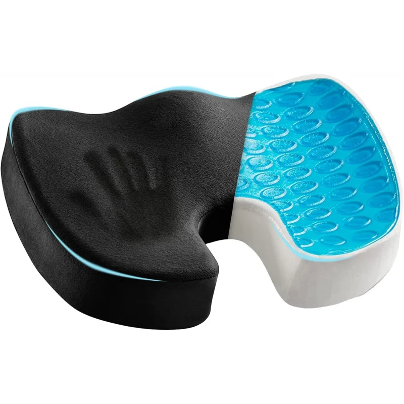 

Cooling Seat Cushion Long Sitting - Chair Pillow for Sciatica Pain Relief - Orthopedic Gel & Memory Foam Coc