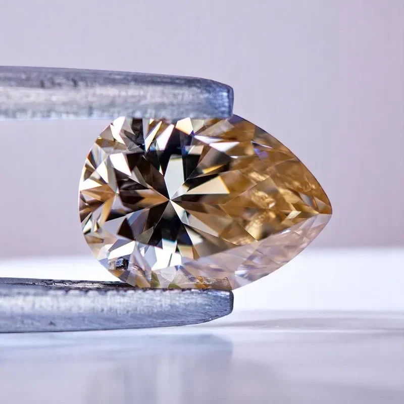 

L-Муассанит Камень Натуральный Чай Желтый Цвет Грушевидная Огранка для Изготовления Ювелирных Изделий DIY Кольцо Ожерелье Серьги Основные Материалы с Отчетом