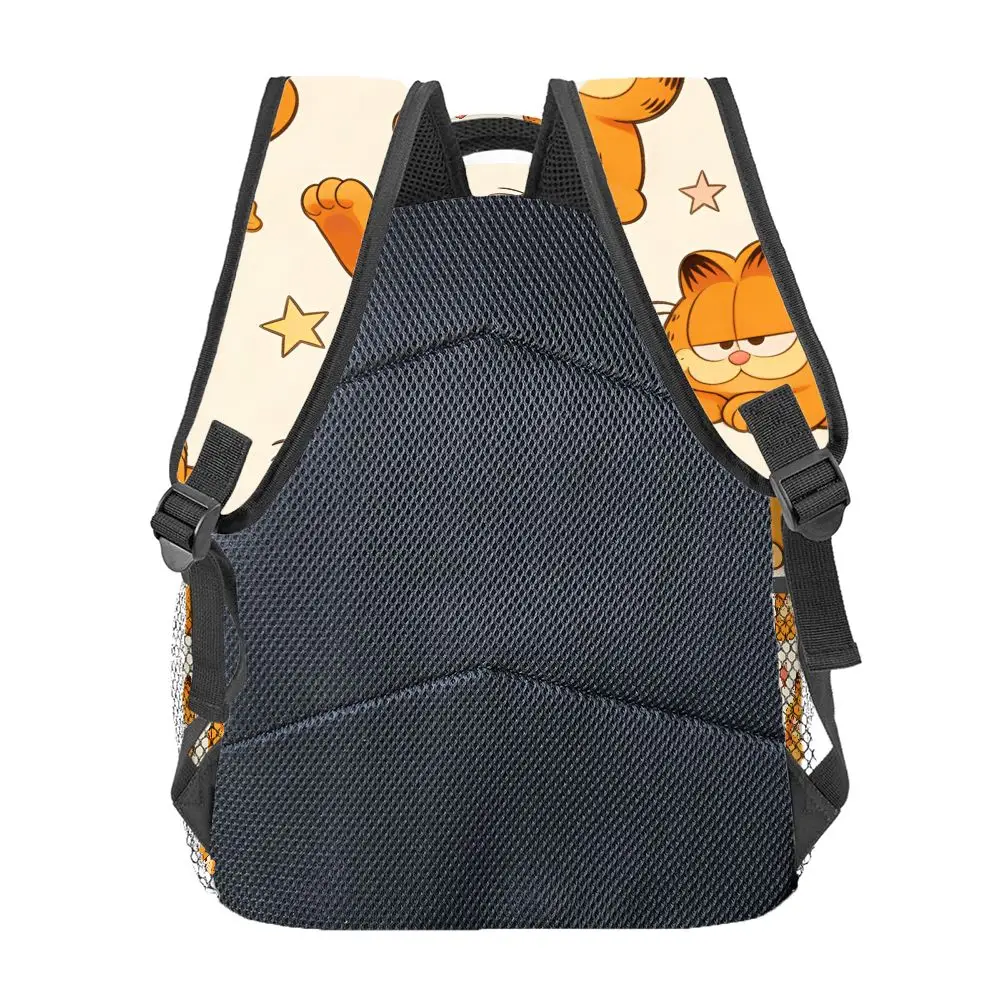 Mochila engraçada do Garfield com estampa de estrela e coração, bolsa escolar fofa de desenho animado para piquenique, acampamento e viagens