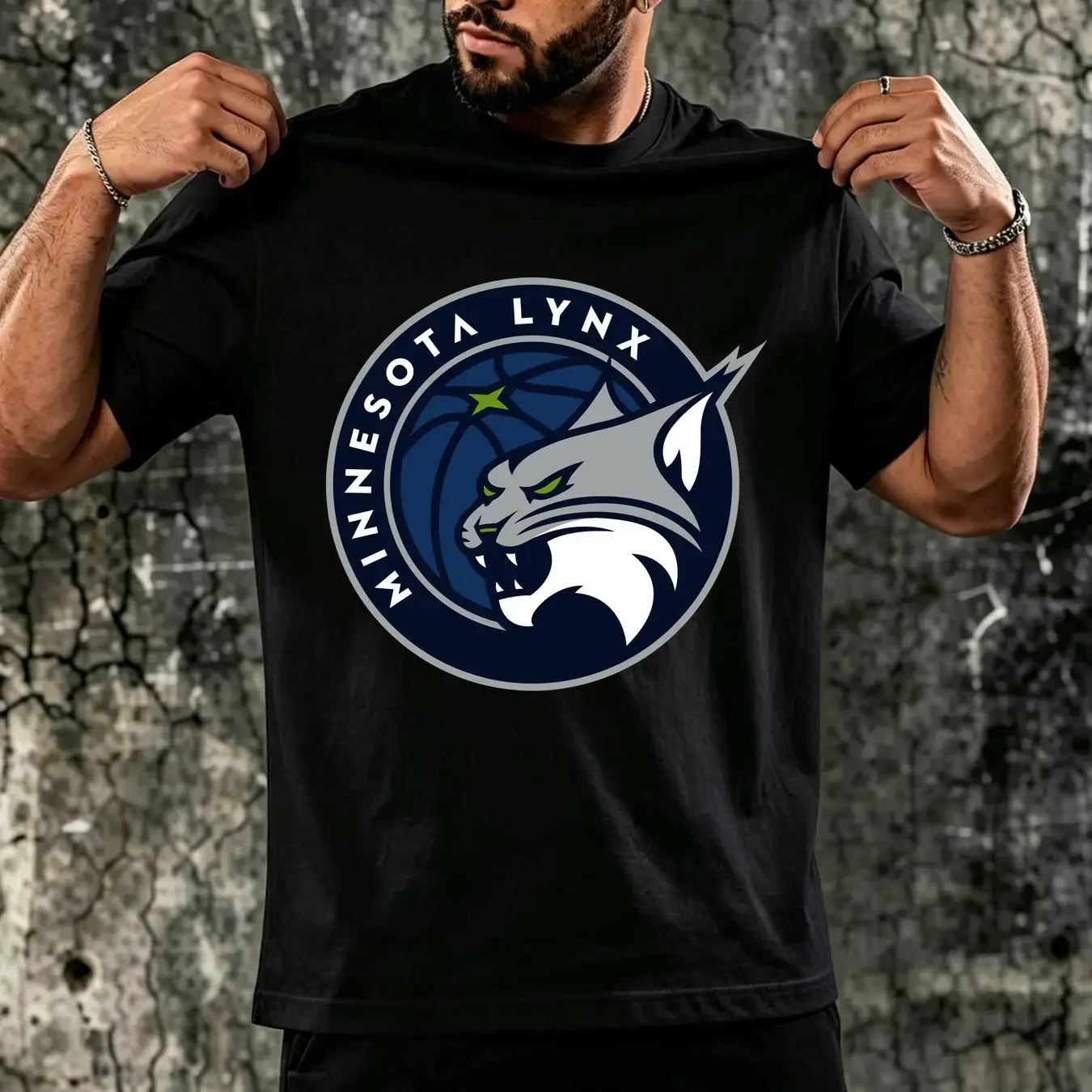 washed T Shirt WNBA Minnesota Lynx Men's Crew Neck Size M long or short sleeves vintage Washed fashion streetwear Breathable