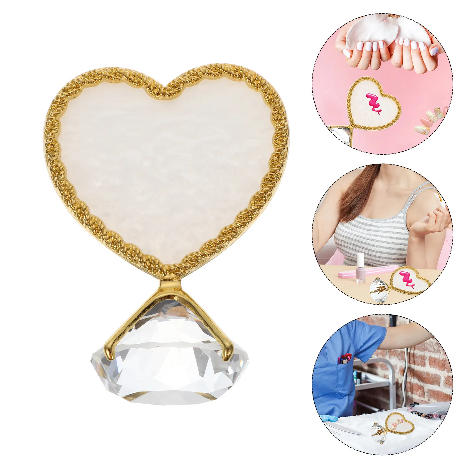 

Heart-Shaped White Gold-Edged Display For Art Mixing Tools Jewelry Storage Palette Mixing Tray Nail Art Holder