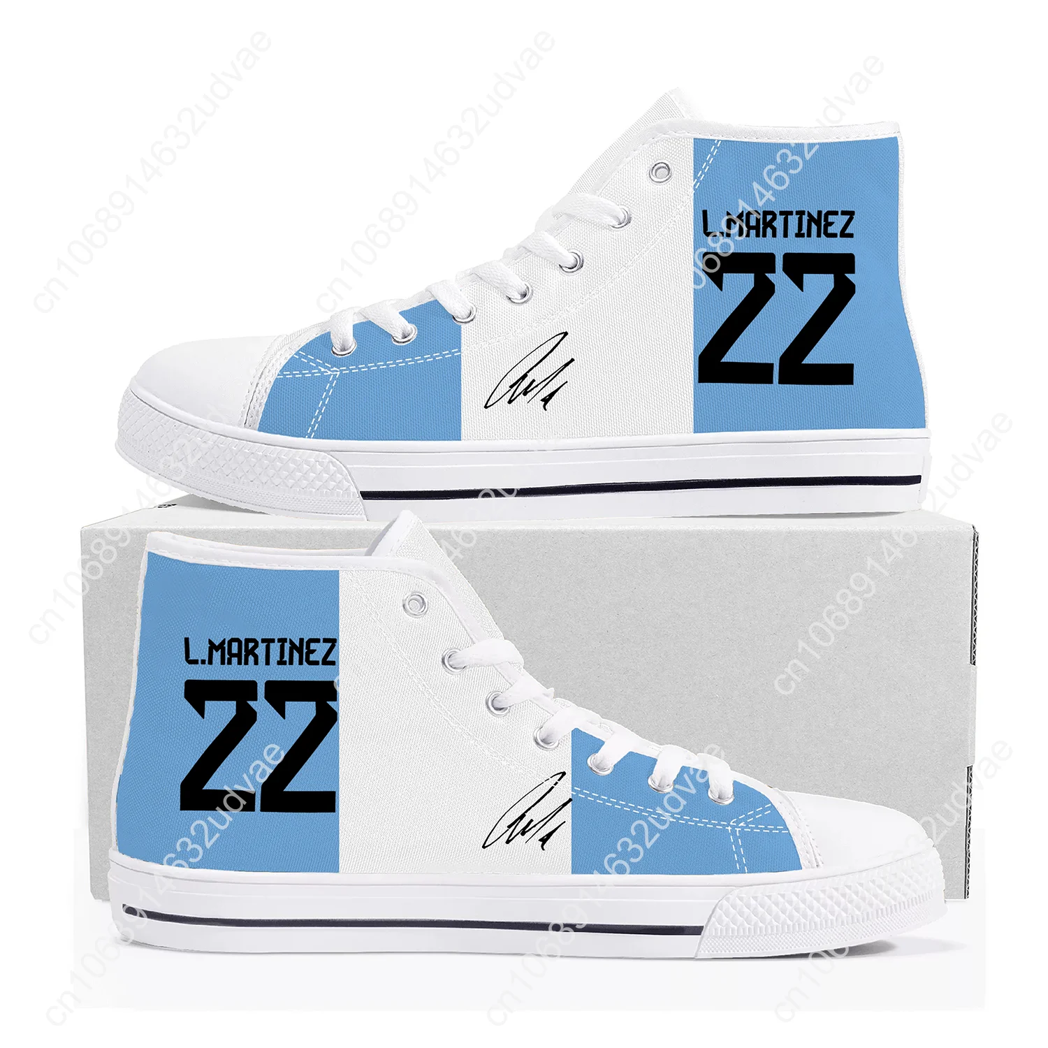 Lautaro NO.10 High Top Shoes Men Women Canvas Sneaker Argentina Soccer Star High Quality Sneakers Custom Shoe White