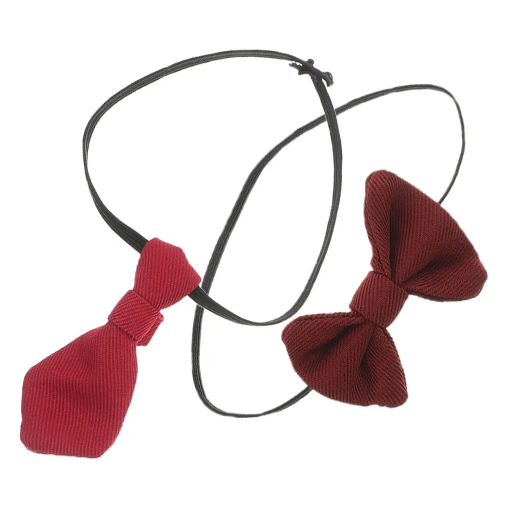 

2 Pcs Tie Mini Bowtie Decoration Pretend Play Toy Miniature Scene Model Costume Dress up Decorative