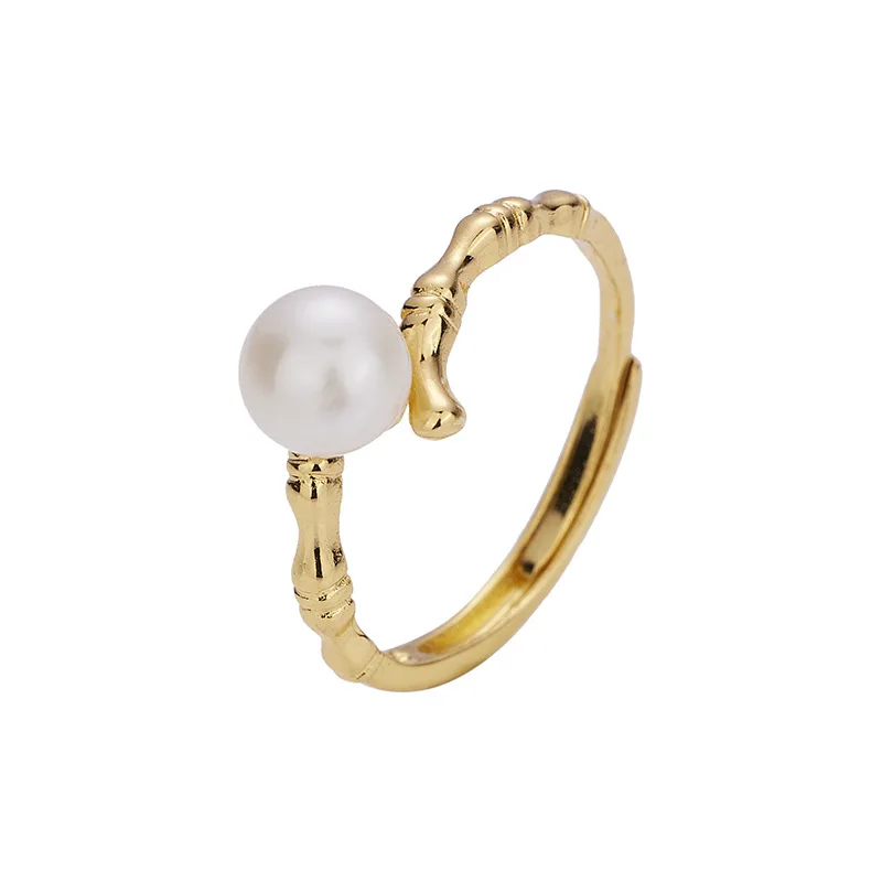 10PCS Freshwater pearl diamond ring ladies ins small fresh adjustable ring DIY jewelry manufacturers wholesale