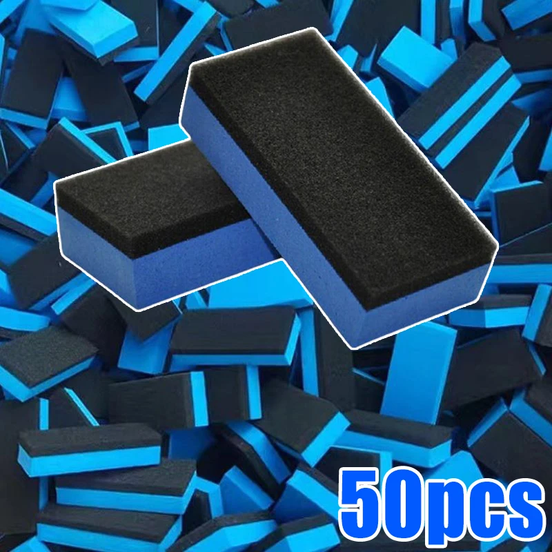 

50pcs Car Wheel Cleaning Sponge Car Paint Surface Crystal Plating Sponge Block Waxing Polishing Tire Brush Car Wash Accessories