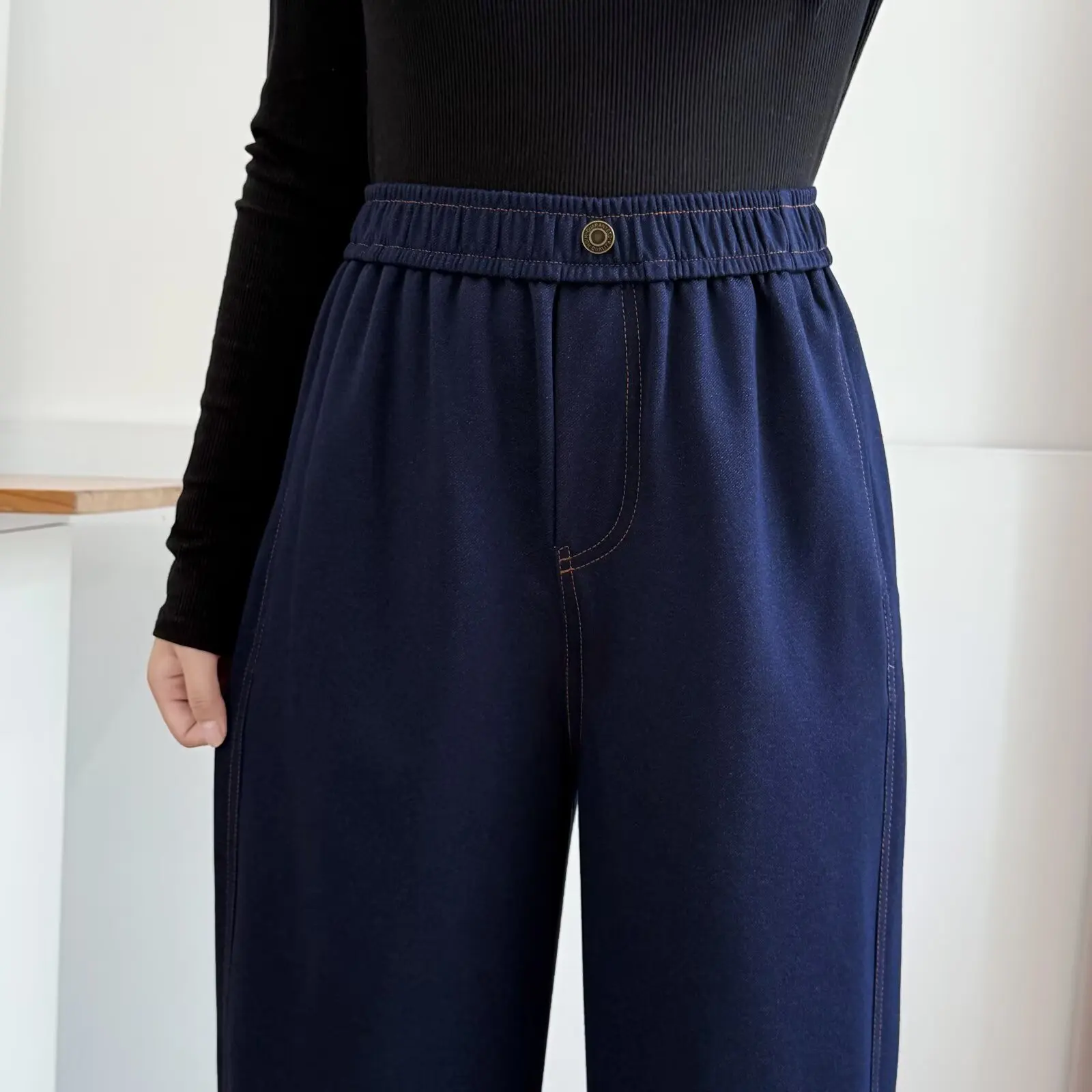 XXXXL moda de talla grande pantalones vaqueros de mujer otoño nuevo estilo Simple cintura elástica un botón Harem pantalones Casual 993