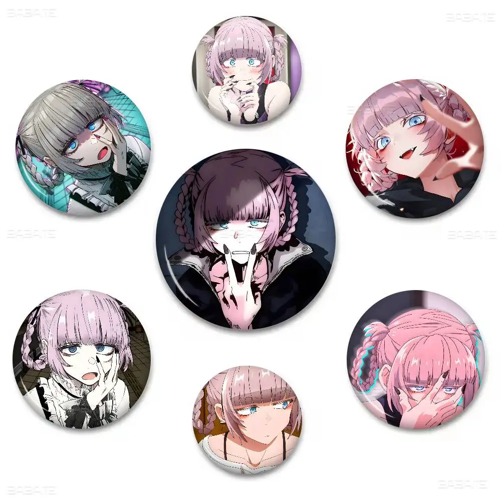 Japanese Manga Call Of The Night Soft Button Pin Round Metal Badge Lapel Pin Parts Gift Friends Kid Jewelry
