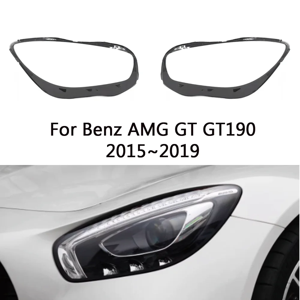 HTTCY لبنز AMG GT GT190 2015 ~ 2019 الجبهة سيارة غطاء المصباح عدسة قذيفة غطاء المصباح عاكس الضوء كشافات الإسكان