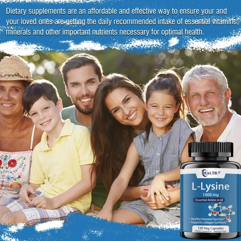 LLysine 1000mg 120 Tablets Enhances Absorption Assimilation for Skin Lip Integrity Collagen Support