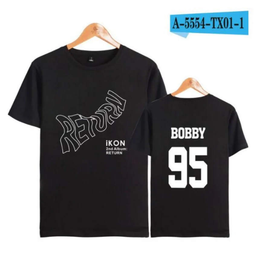 KPOP IKON 2nd Album Return T Shirt Women Men Jin Hwan Bobby YunHyeong Jun Hoe Dong Hyuk Chan Woo Short Sleeve Cotton T-shirt