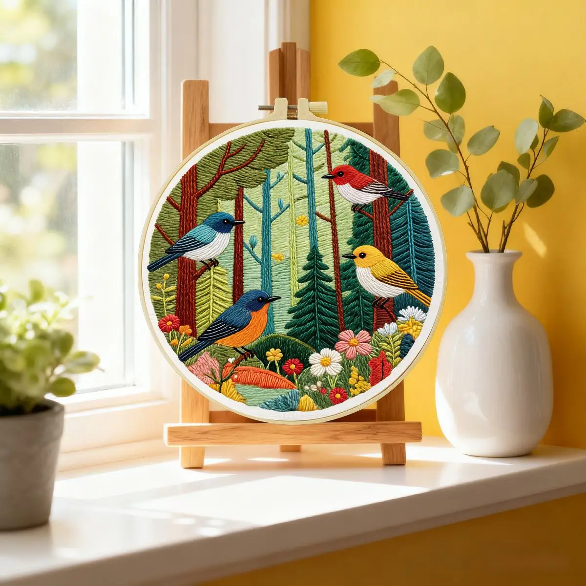 1pc 20X20CM/15X15CM 7.87/6.3inch Forest Embroidery Starter Kit DIY Kit DIY Embroidery Kit Manualidades Set for Beginner