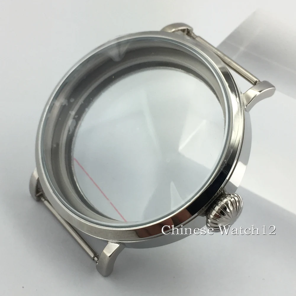 PARNIS 46mm 316L Polished stainless steel Watch CASE fit 6498 6497 Seagull ST36 movement WATCH