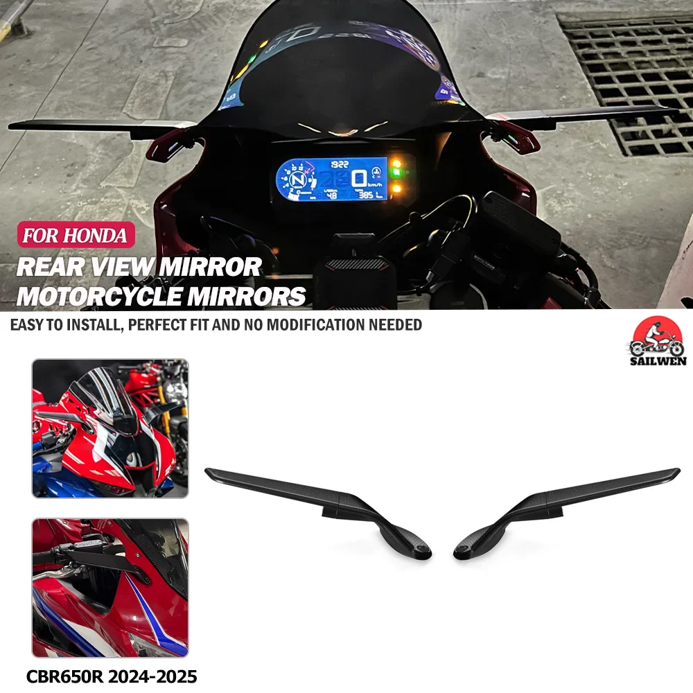 

NEW Motorcycle CNC Aluminum Rear View Mirrors Blue Anti-glare Mirror For Honda CBR650R 2024 2025