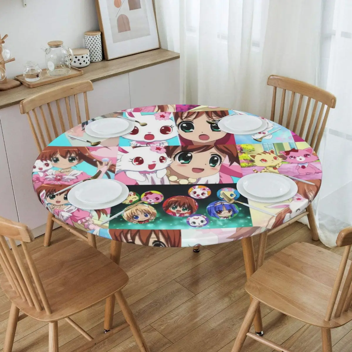 Custom Round Disney Cartoon Jewelpet Sanrio Japanese Anime Tablecloth Fit 40