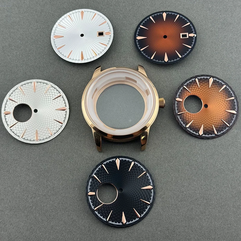 Modificado Rose Gold Cocktail Watch Case Kit, Movimento de precisão Aço Caso Acessórios, 40,5 milímetros, NH35 38