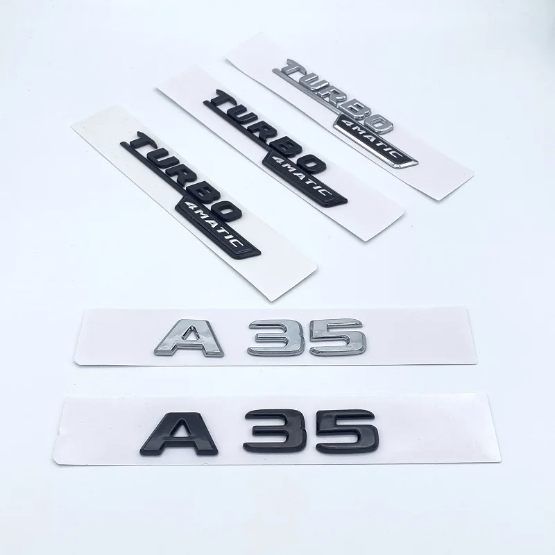 

3D ABS Black Silver Letters A35 Turbo 4matic Emblem for Mercedes Benz AMG Car Fender Trunk Rear W176 W177 Logo Sticker