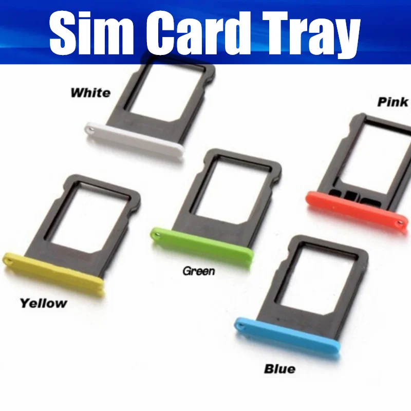 Sim Card Tray For iPhone 5C Sim Card Adapter Holder Slot Colorful Card Tray Replacement Repair Part Green Yellow Blue Pink White