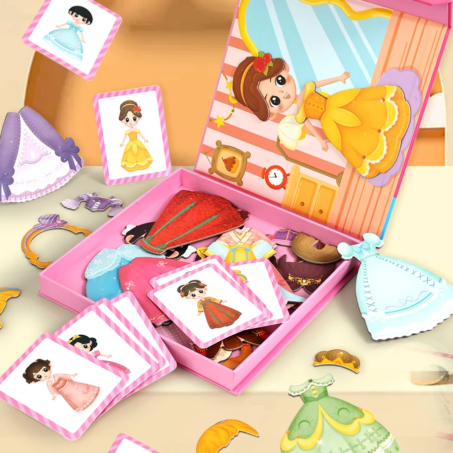 Changeable Magnetic Changing Toy Box Cute Children's DIY Handmade Puzzle Game Magnetic Sticker Matching Clothing Modeling Gifts