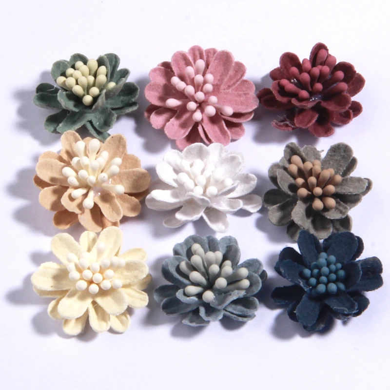 10pcs 2,5 cm bunte künstliche Blumen kopf für DIY Accessoires Kleidung Hüte Schuhe Dekoration Kopfschmuck Braut strauß Handwerk
