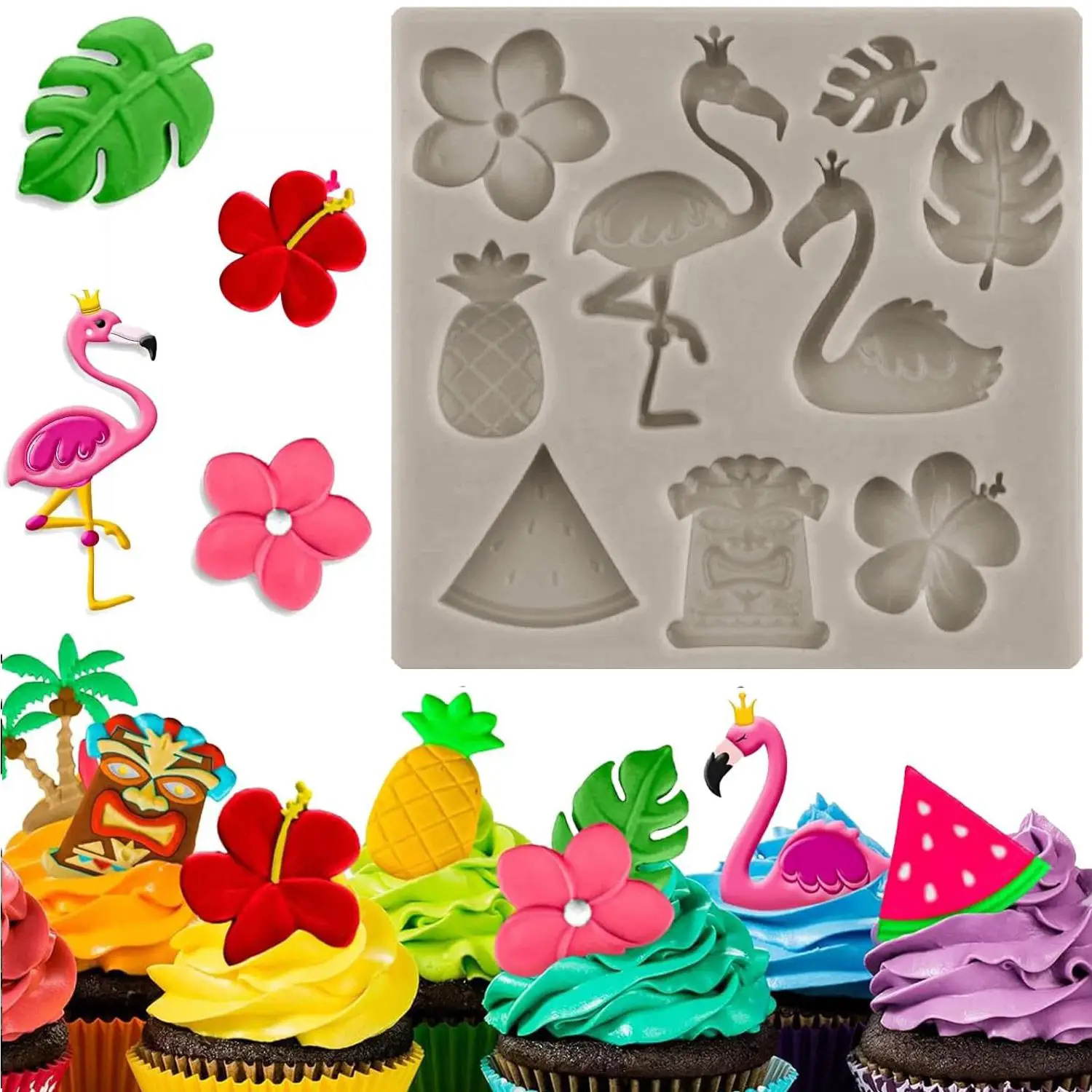 Hawaiian Indian Fondant Mould Summer Tropical Palm Leaves Flower Silicone Mould Cake Decorating Candy Chocolate Clay Moulds