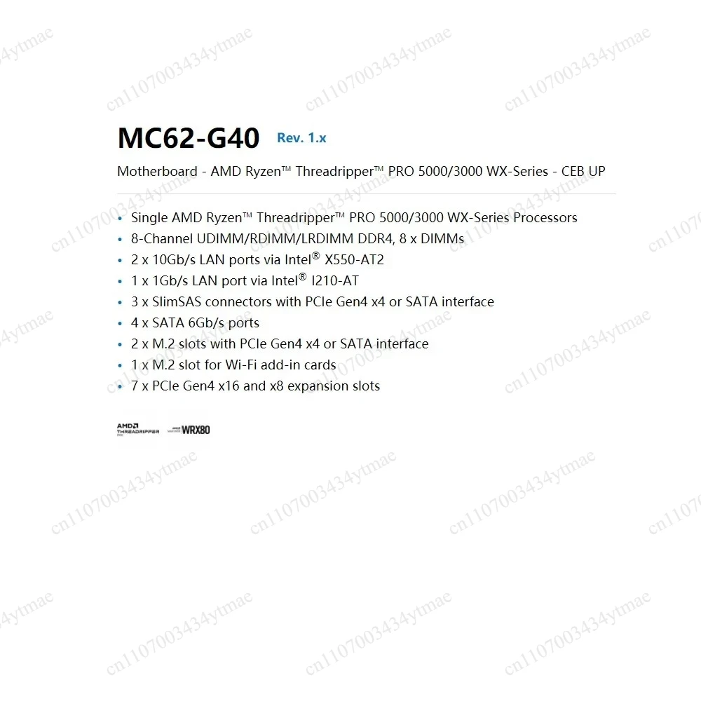 MC62-G40 Motherboard Support AMD Ryzen Threadripper PRO 3000 5000 WX-Series CEB UP Workstation Mainboard