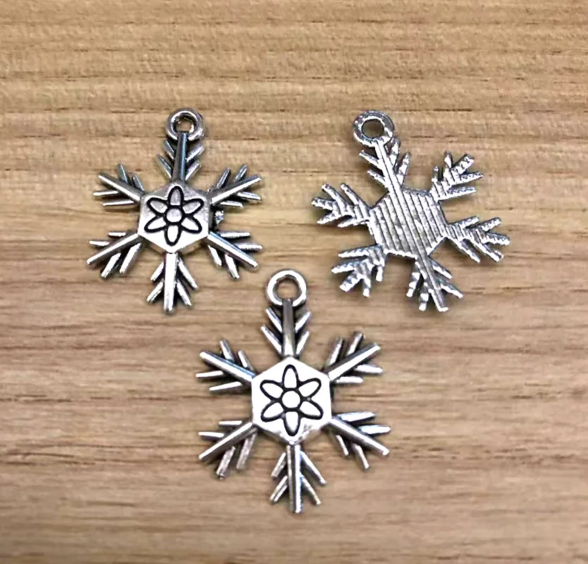 

30 шт., 19 мм, классические металлические подвески в виде снежинок из сплава для аксессуаров ручной работы HWH3120