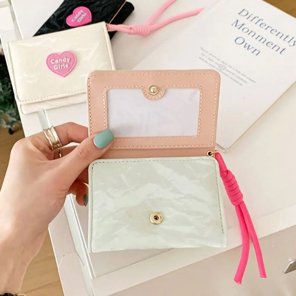 Mode Koreanische frauen Brieftasche PU Leder Süße Herz Kurze Brieftasche Multi-Karten Halter Falten Student Geldbörse Dame/mädchen