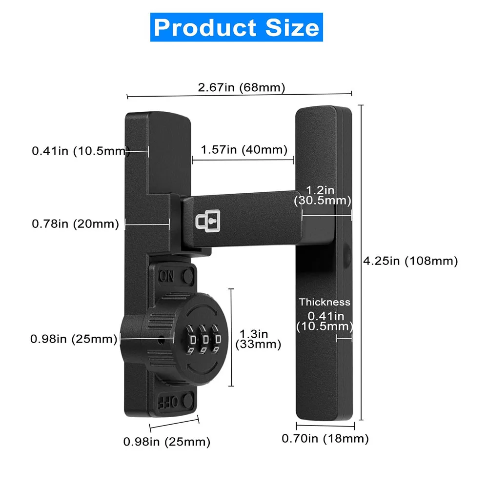 Serratura di sicurezza per porta della fienile Serratura a combinazione a 3 cifre Serratura per porta di casa per armadietto del vino da bagno con codice password Lega di zinco durevole