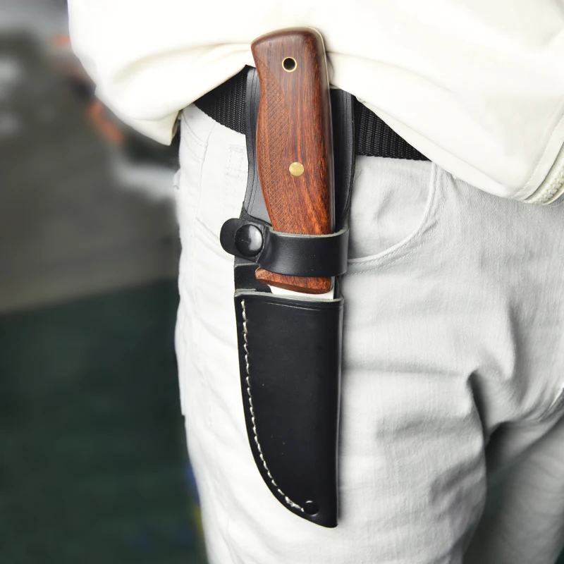 Leather Knife Sheath Durable Knife Holder with Belt Buckle for Safe Storage and Protection Ideal for Hiking,Camping