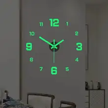 EW reloj Digital luminoso Simple creativo, reloj de pared silencioso de estilo europeo, bricolaje, estudio, sala de estar, reloj Adhesivo de pared sin perforaciones 10.000+