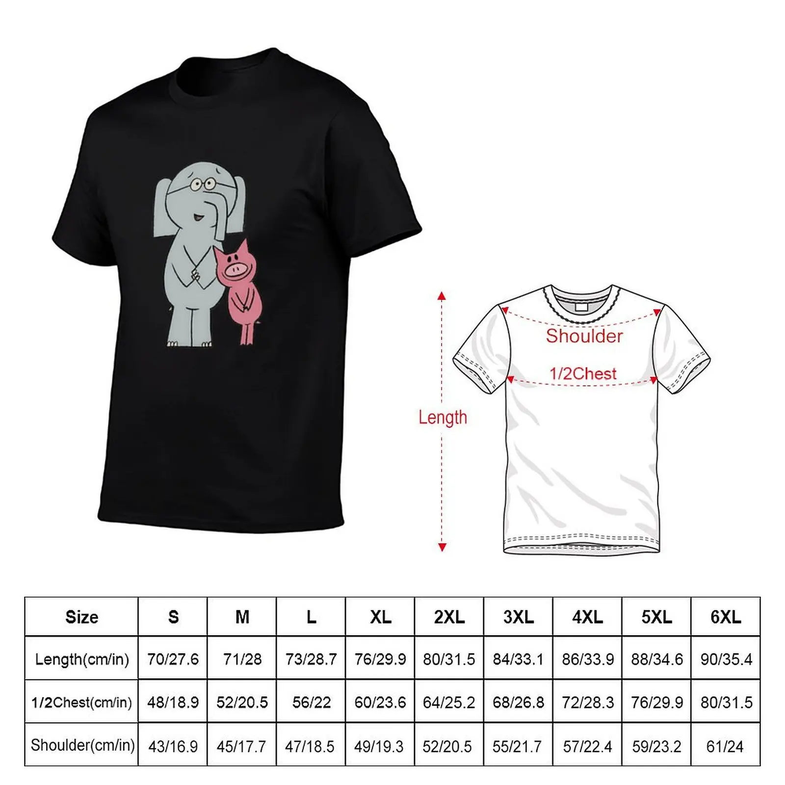 Elephant and Piggie - Gerald and Piggie Cute T-Shirt Outdoor Work Short Sleeve Top T-Shirt