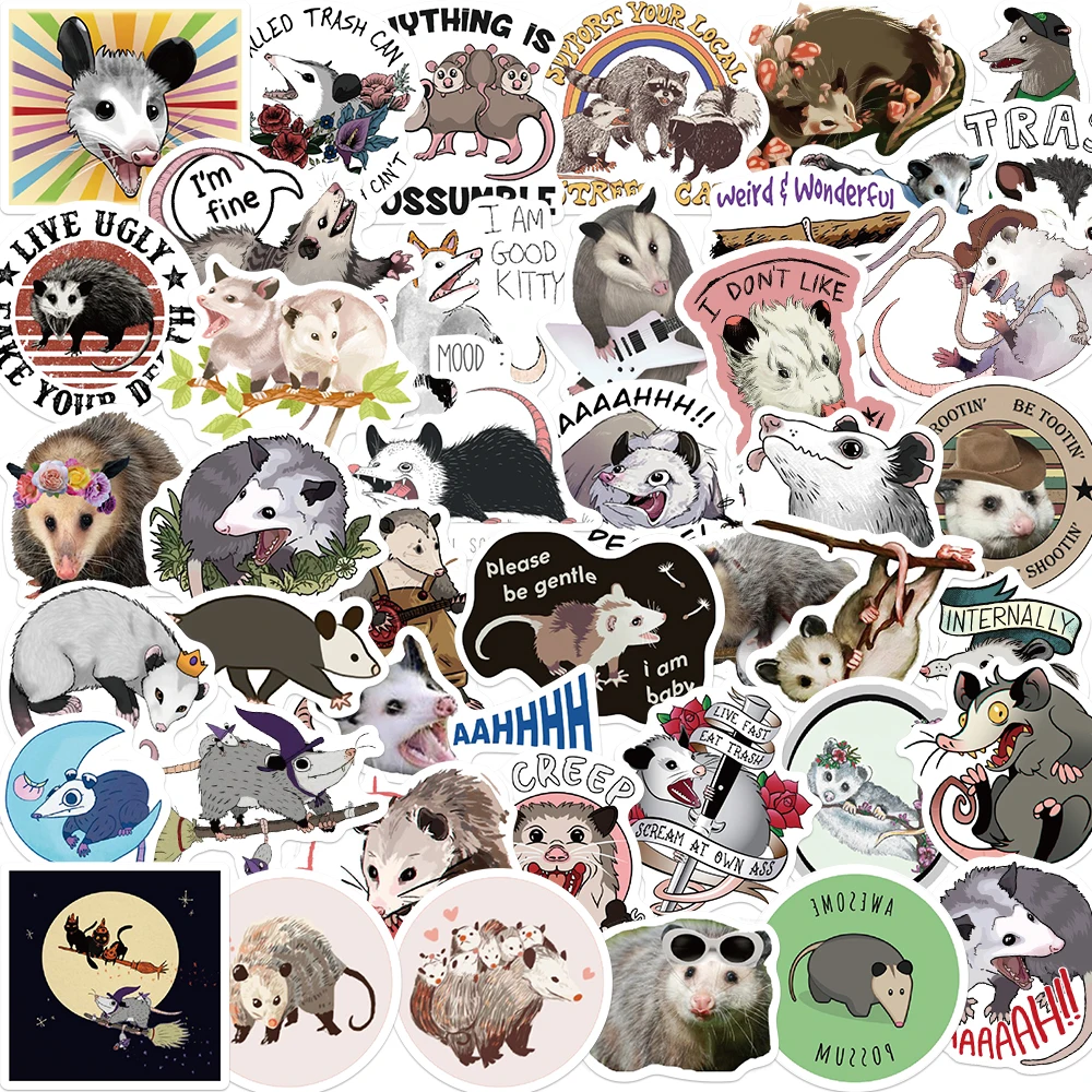 50Pcs Cartoon Opossum Stickers For Kids Motorcycle Phone Skateboards Laptop Luggage Pegatinas Stickers