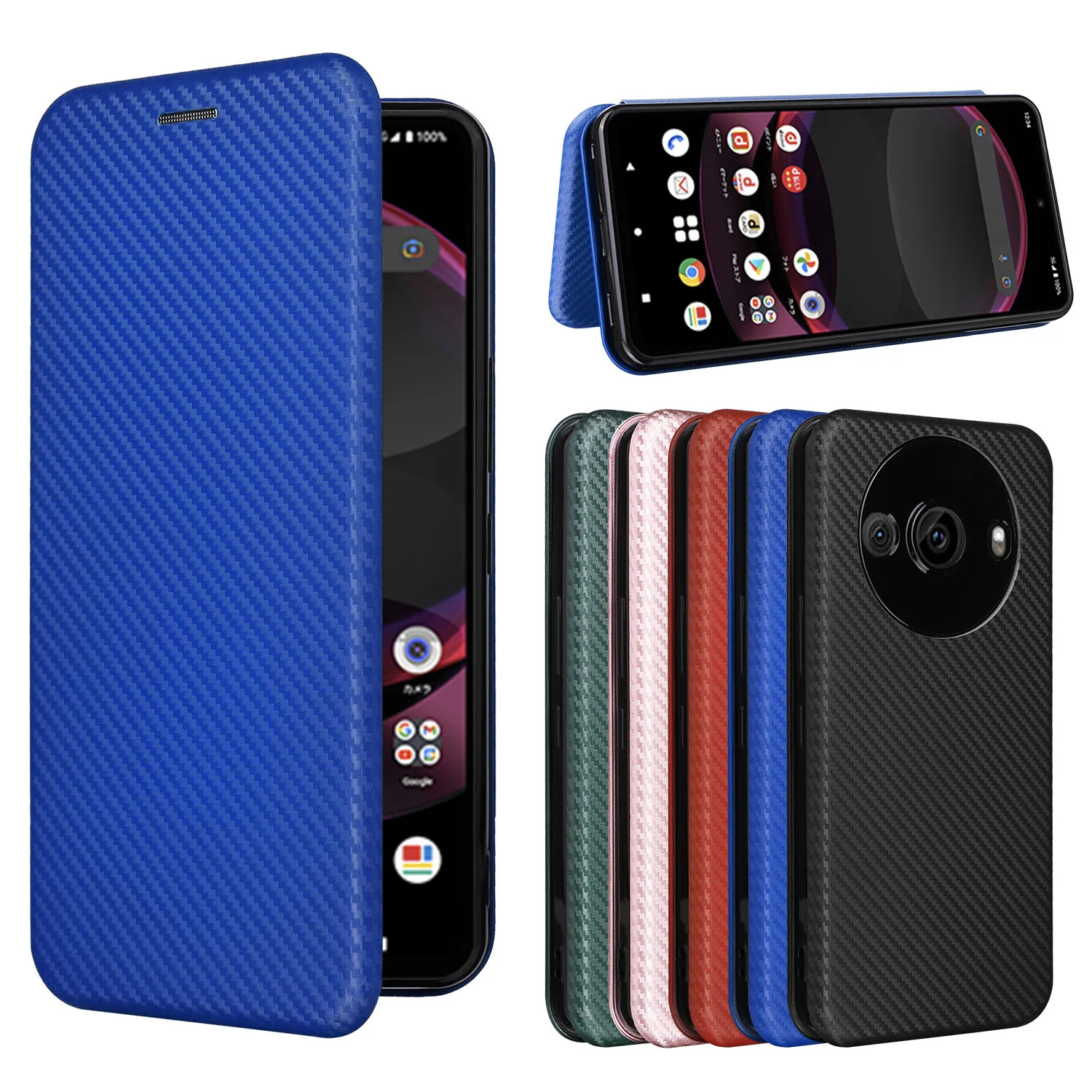 For Sharp Aquos R8 Pro SH-51D Case Luxury Flip Carbon Fiber Skin Magnetic Adsorption Case For Sharp Aquos R8 SH-52D Phone Bags