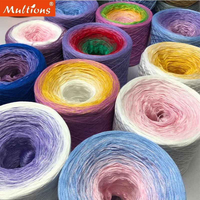 

300g/Roll Multicolor Cotton Rainbow Crochet Yarn Cake Gradient Color Crocheted Shawl Blanket Hand Knitted Cotton Blended Yarn