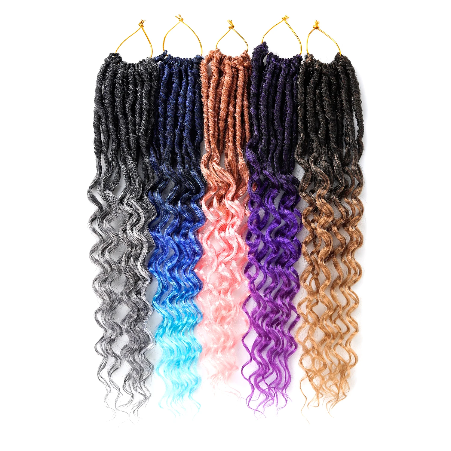 Jeedou 18 Inch Soft Locs Crochet Hair Curly Goddess Locs Braiding Hair Extensions Synthetic Bohemian Style Black Red for Women 6