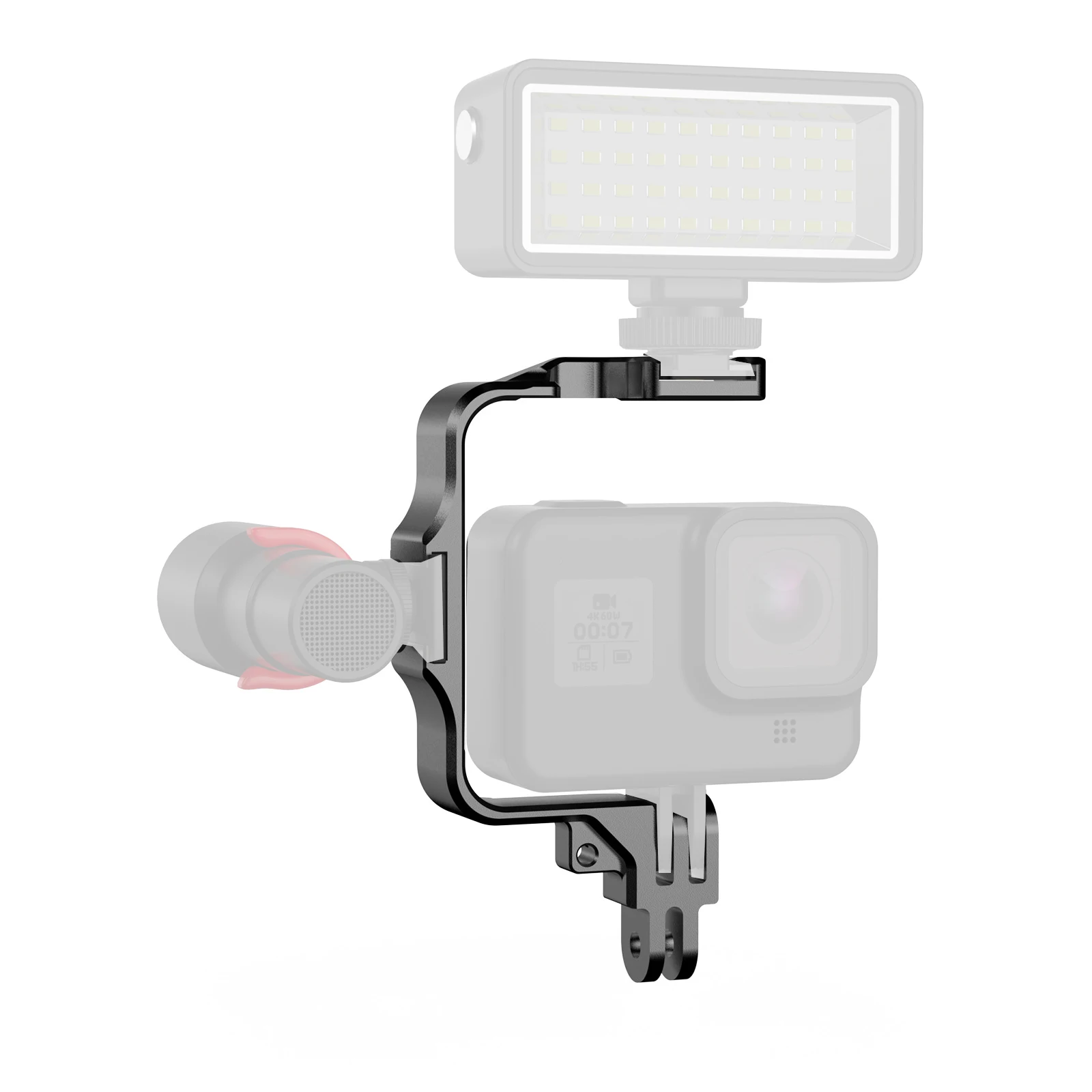 

Aluminum Alloy Housing Cage Protective Mount Holder Stand with Cold Shoe for Gopro Hero DJI OSMO Action Camera Vlog Blogger