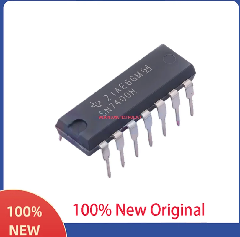 SN7400N DIP-14 Chip logico gate Quad NAND a 2 ingressi con foro passante
