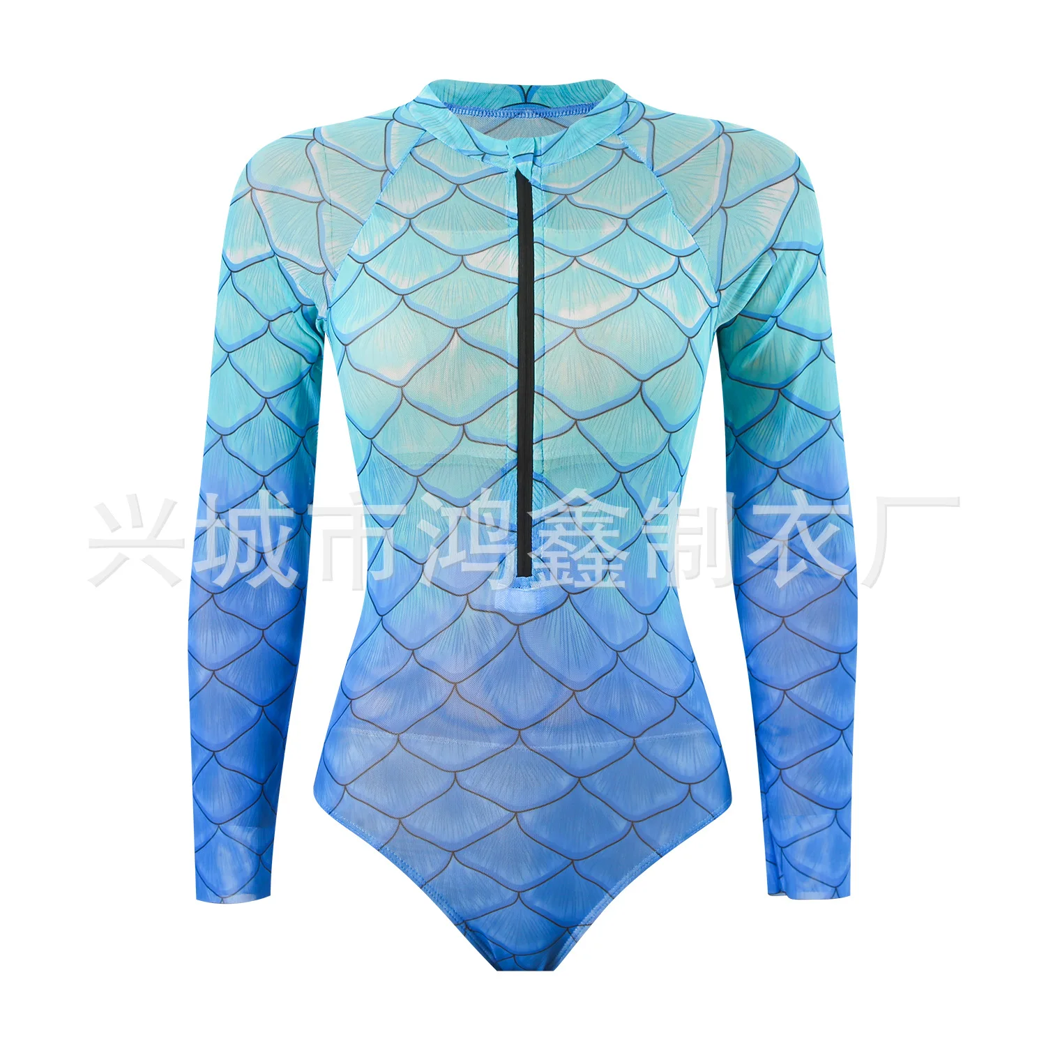Women's One-piece Mesh Long-Sleeve Sun Protection Swimsuit Beach Resort Bikini for UV Protection