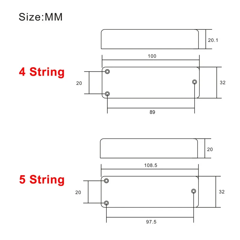 Sealed 4/5-String Bass Soapba Pickup 3 Hole Adjusting Hole Pickup Humbucker Pickup 100x32MM Ceramic Magnet Double Coil Bass