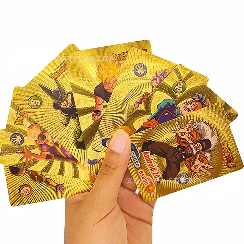 50PC Dragon Ball English Gold Foil Cards Son Goku Action Figure Playing Cards Vegeta Anime Figures Game Card Collection Kid Toys