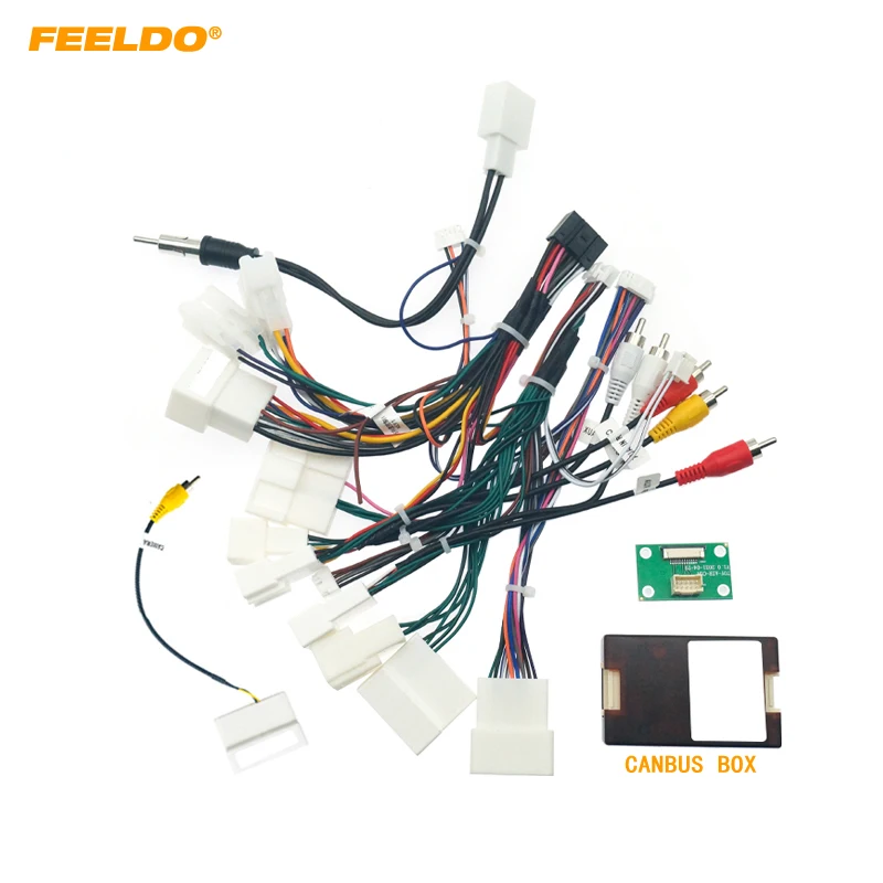 

FEELDO Car 16pin Audio Wiring Harness With Canbus Box For Toyota Prado/GX470 (02-09) Auto Stereo Installation Wire Adapter #7449